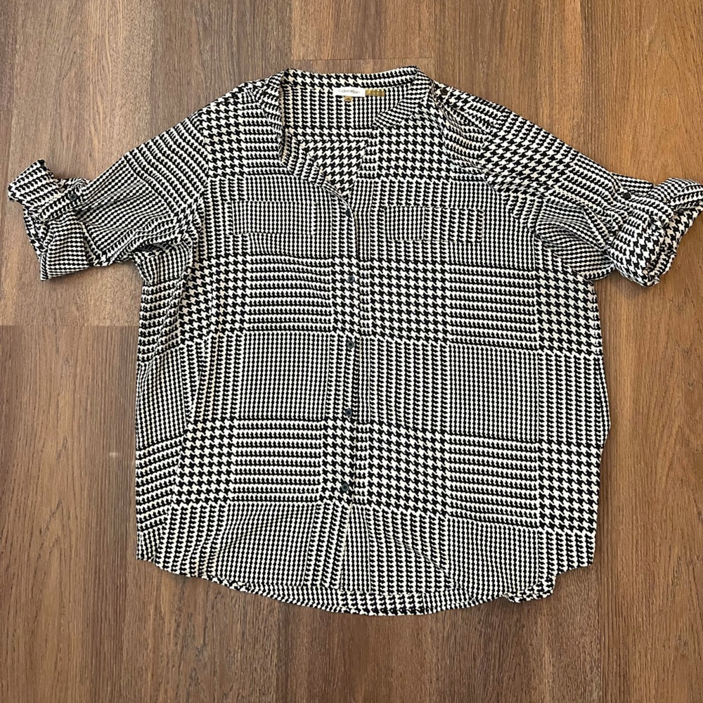 Calvin Klein Plus Size Houndstooth Blouse